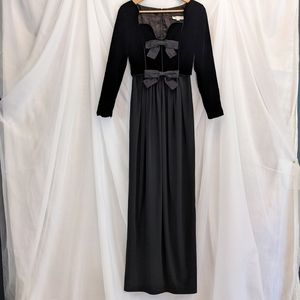 Black velvet gown with bows by Victor Costa